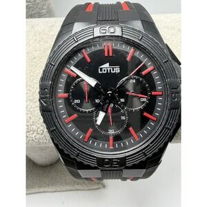 Lotus 18185 Mens Chronograph Watch New Battery 46MM 8.5" Rubber Band